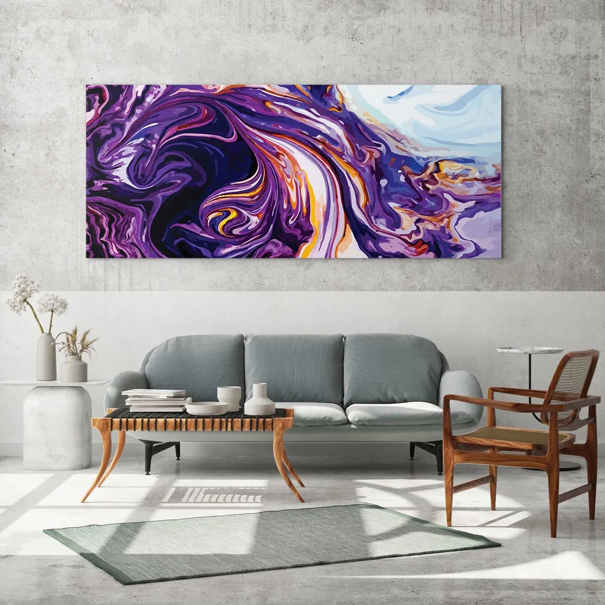 Obraz na skle - Záhyb priestoru vo fialovej - 120x50 cm