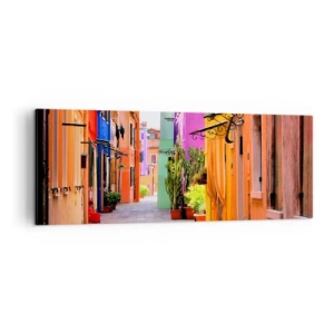 Obraz na plátne - Dúhová ulička - 140x50 cm