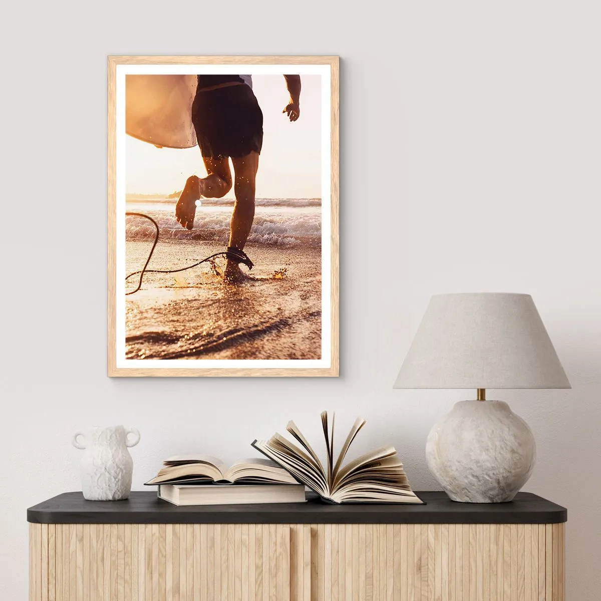 Plagát v ráme zo svetlého duba - V ústrety vlne - 61x91 cm