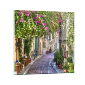 Obraz na skle - Kvitnúce zákutie - 30x30 cm