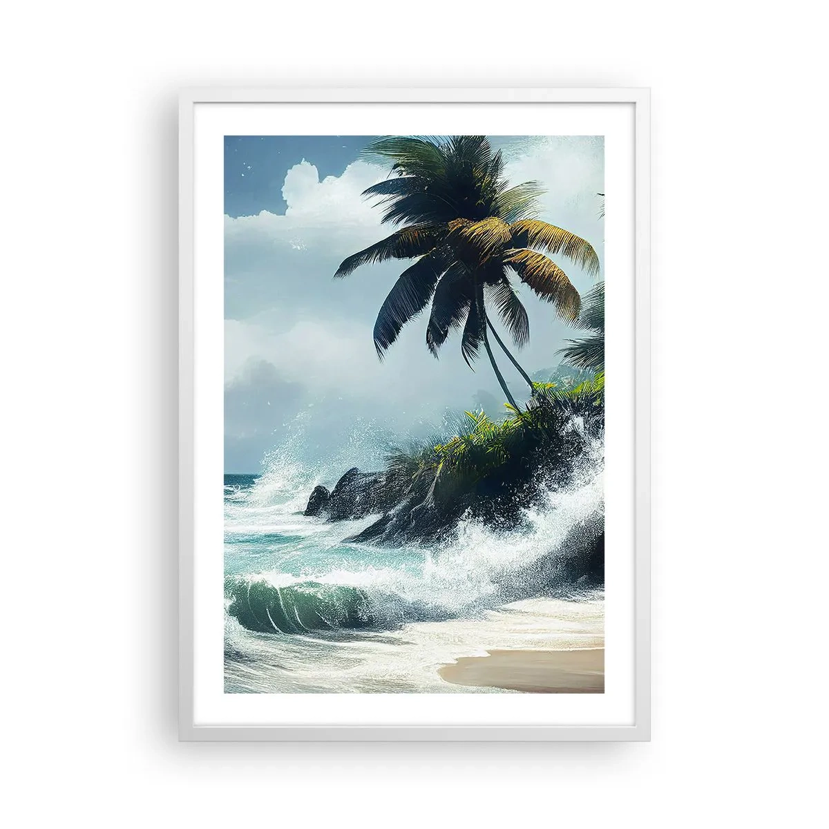 Plagát v bielom ráme - Na tropickom pobreží - 50x70 cm