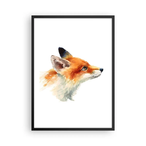 Plagát v čiernom ráme - Akvarelová portrét líšky červenej - 50x70cm - Opatrnosti nie je nikdy dosť - Moderná nástenná dekorácia do obývacej izby a spálne ARTTOR
