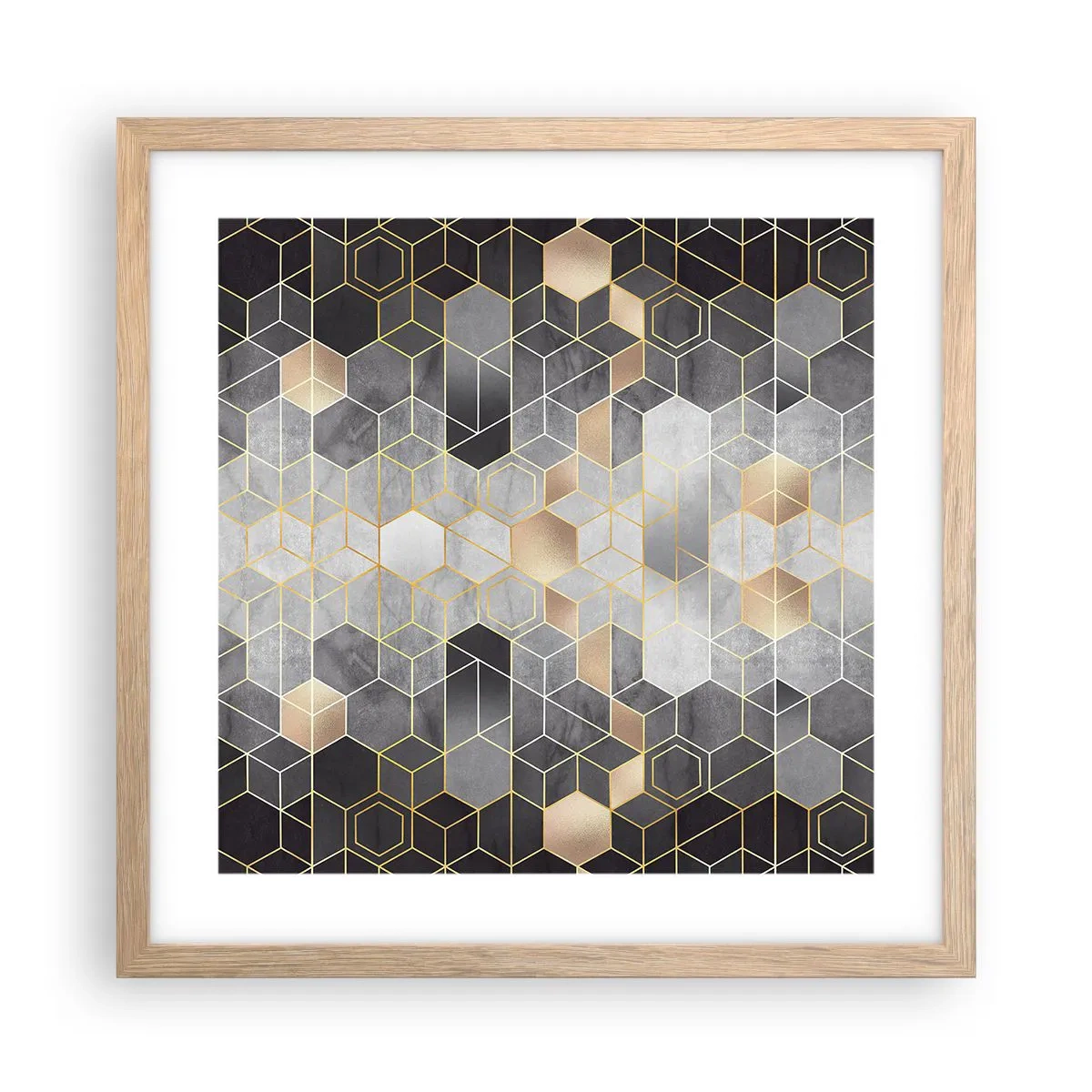 Plagát v ráme zo svetlého duba - Diamantová kompozícia - 40x40 cm
