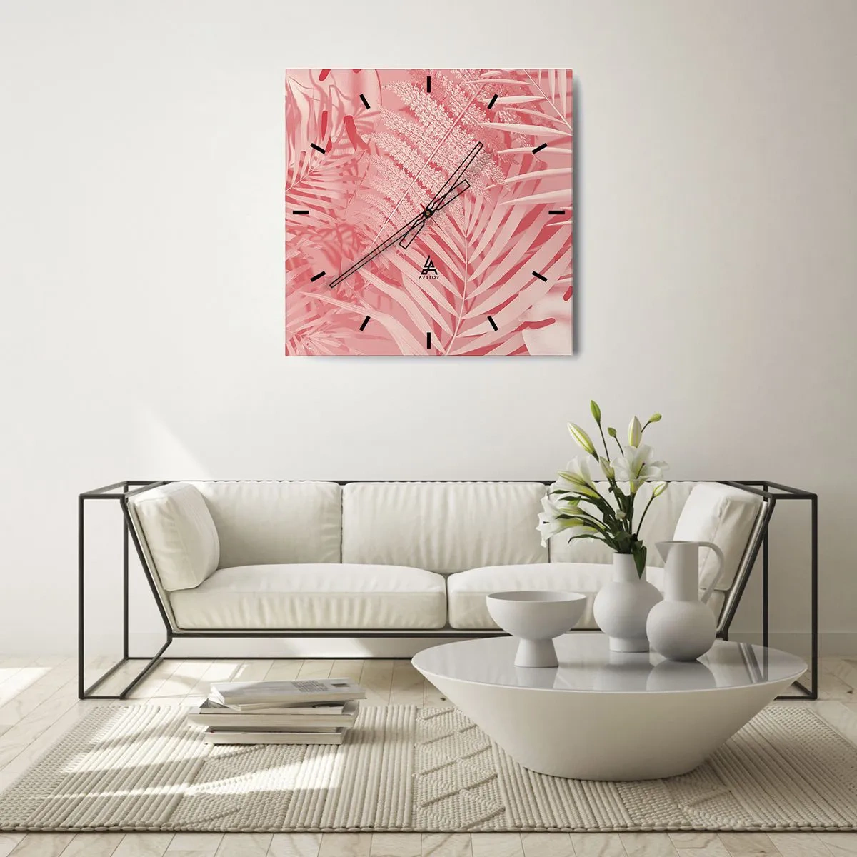 Nástenné hodiny - Ružový koncept - 30x30 cm