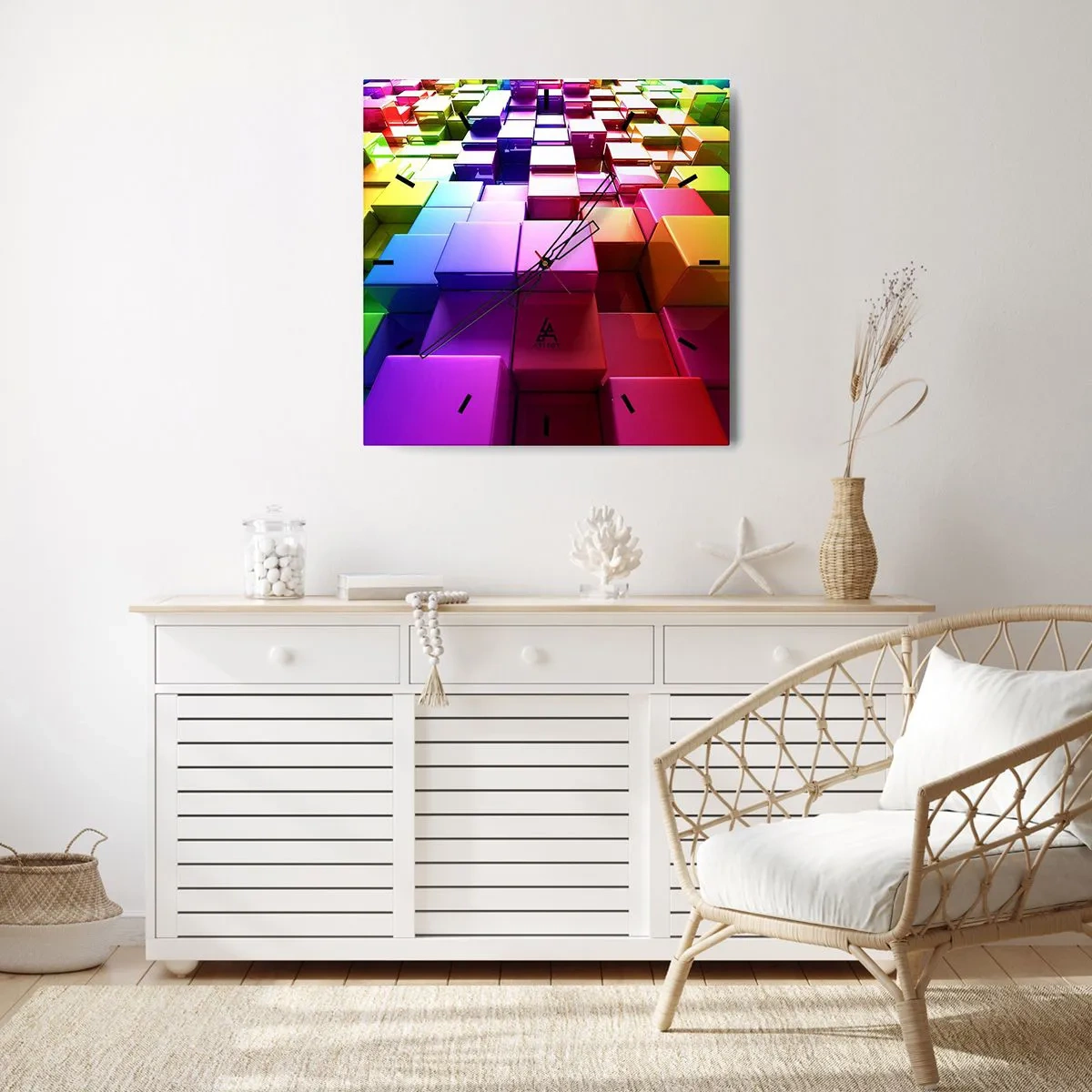 Nástenné hodiny - Op-artové spoločne v tíme - 30x30 cm