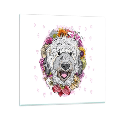 Obraz na skle - Šteňacia radosť - 70x70 cm