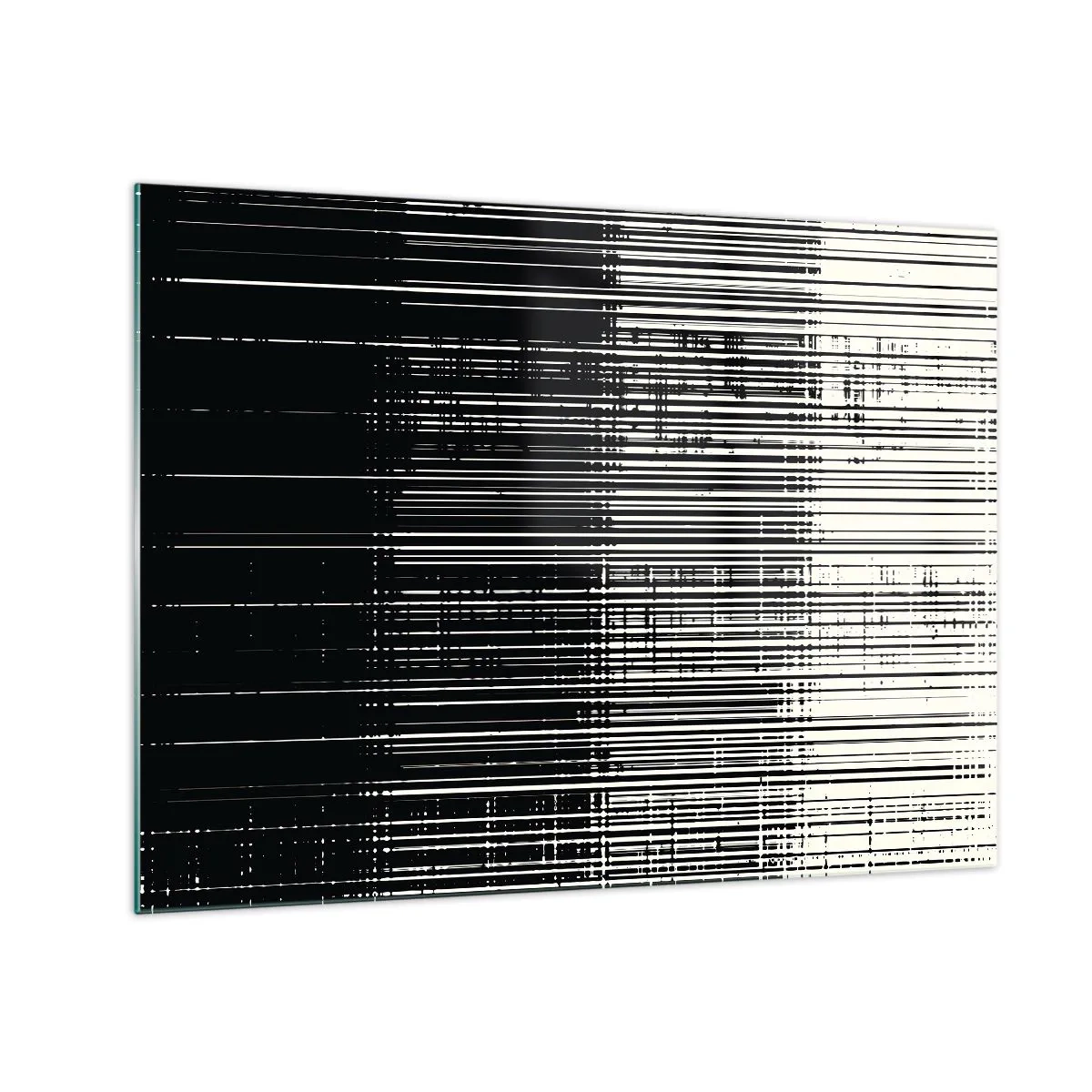 Obraz na skle - Čiernobiela abstrakcia s horizontálnymi čiarami vytvárajúcimi gradient - 70x50cm - Vlny a vibrácie - Moderná nástenná dekorácia do obývacej izby a spálne ARTTOR