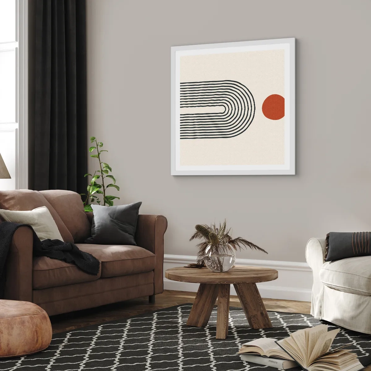 Plagát v bielom ráme - Magnetizmus tvarov a farieb - 60x60 cm
