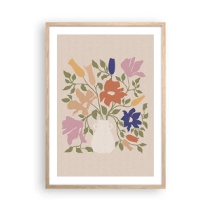 Plagát v ráme zo svetlého duba - Jemná kytica - 50x70 cm