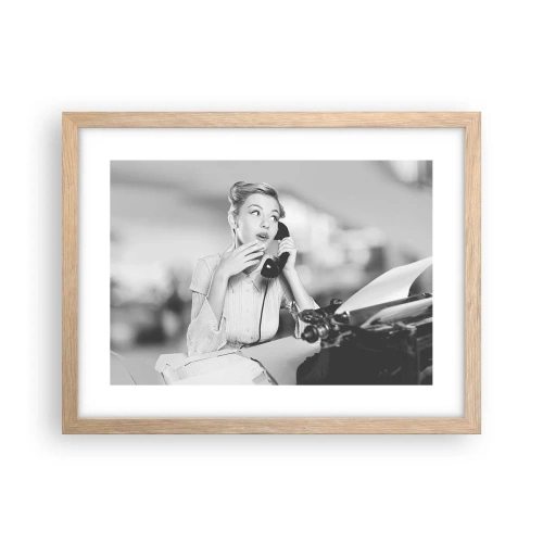 Plagát v ráme zo svetlého duba - Halo, tu sú 50. roky. - 40x30 cm