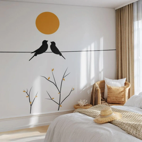 Fototapeta Premium Sand - Slávičí večer - Abstrakcia, Vtáky, Grafika - 100x70 cm