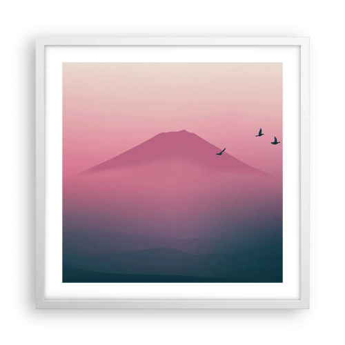 Plagát v bielom ráme - Pútnici nad oblakmi - 50x50 cm