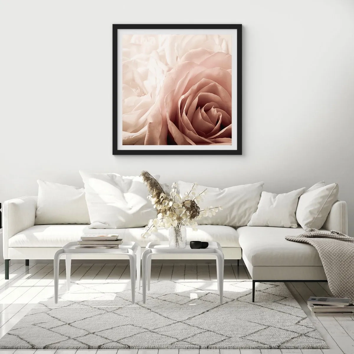 Plagát v čiernom ráme - V srdci ruže - 60x60 cm