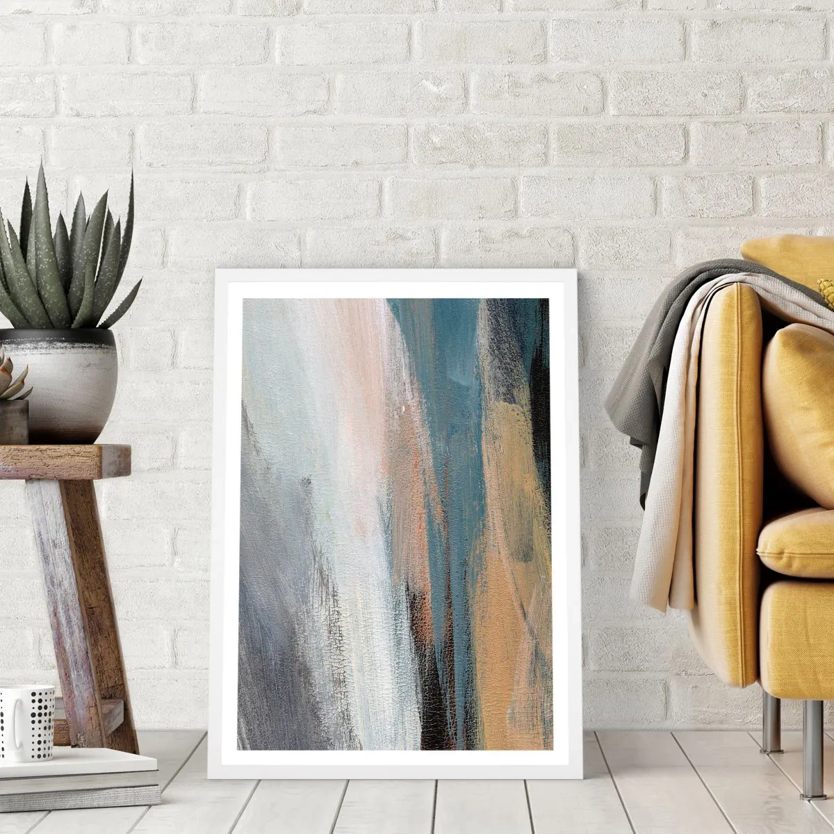Plagát v bielom ráme - Abstrakcia: severná krajina - 70x100 cm