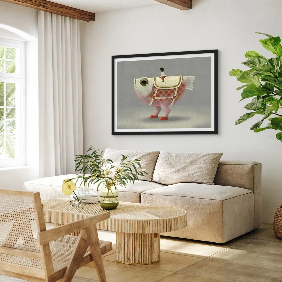 Plagát v čiernom ráme - Rybí jazdec - 91x61 cm