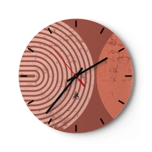 Nástenné hodiny - Geometria kruhov v odtieňoch terakoty a ružovej - 30x30cm - Blízky vzťah - Moderná nástenná dekorácia do obývacej izby, kuchyne a spálne ARTTOR