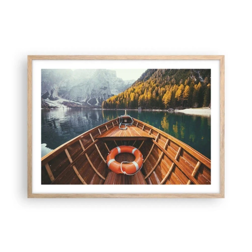 Plagát v ráme zo svetlého duba - Horská túra - 70x50 cm