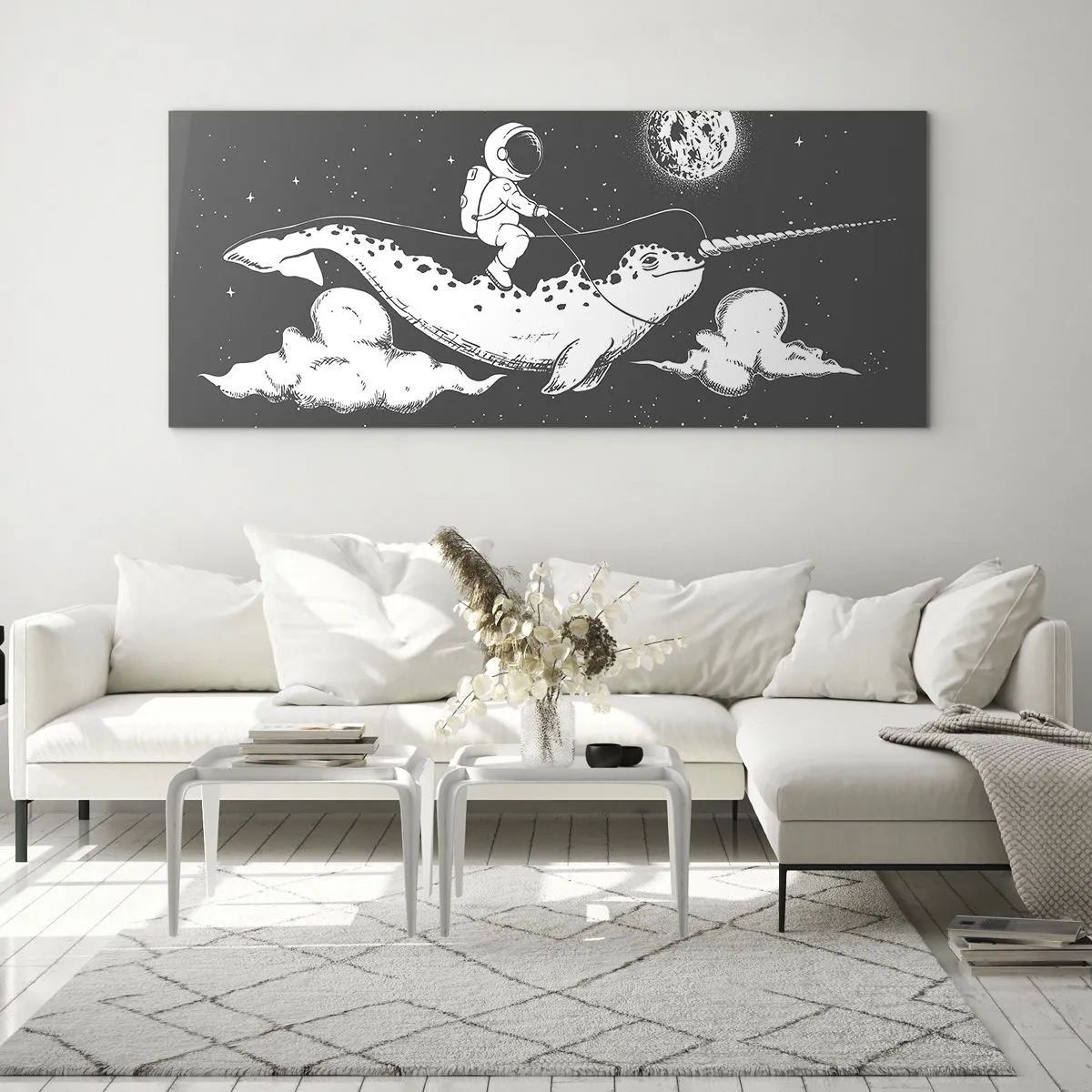 Obraz na skle - Vesmírny jazdec - 140x50 cm