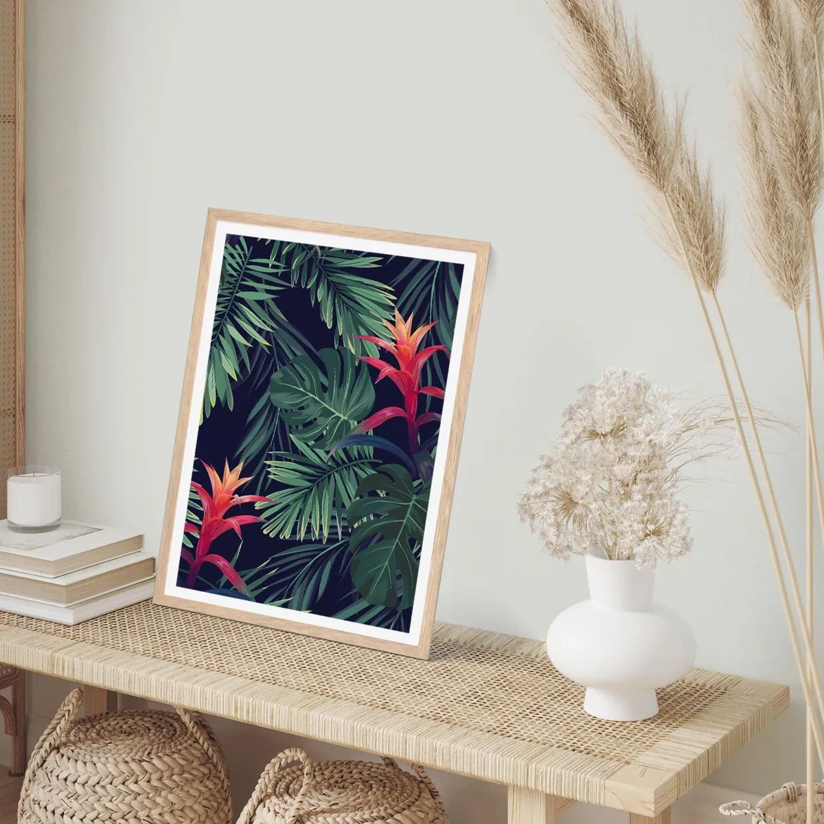 Plagát v ráme zo svetlého duba - Vzplanúť v zelenom - 70x100 cm