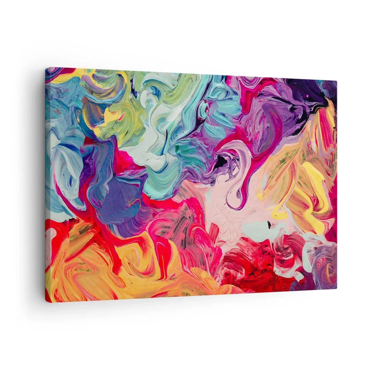 Obraz na plátne - Abstraktná kompozícia so žiarivými, víriacimi farbami a dynamickou štruktúrou. - 70x50cm - Zrodenie farieb - Moderná nástenná dekorácia do obývacej izby a spálne ARTTOR