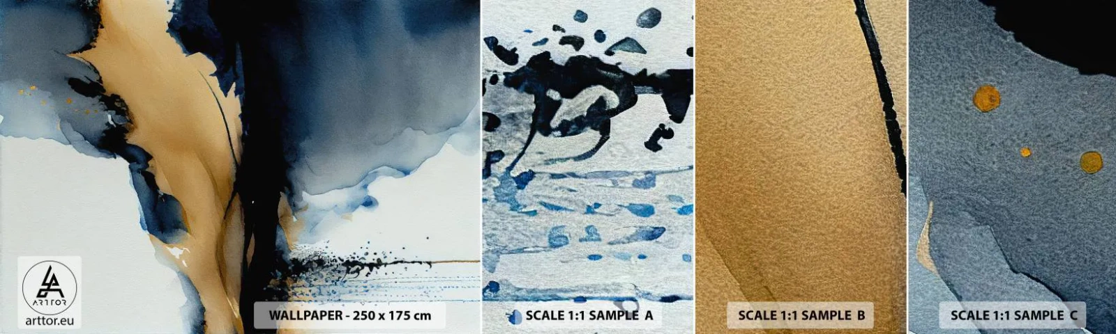 Vzorka samolepiacej fototapety Deluxe Sticker - Za závojom - Abstrakcia, Atrament, Kus - 100x30 cm