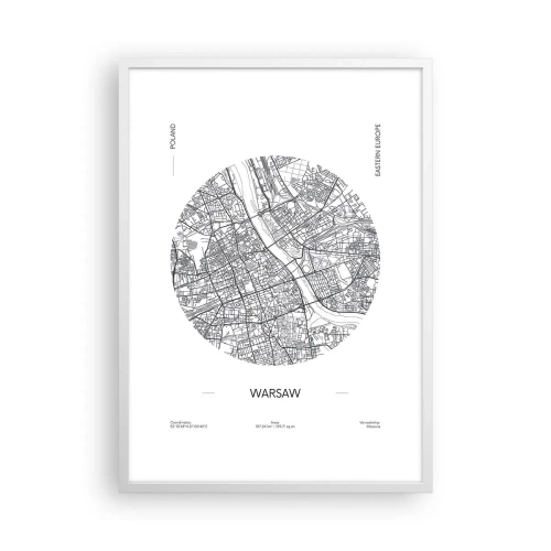 Plagát v bielom ráme - Anatómia Varšavy - 50x70 cm