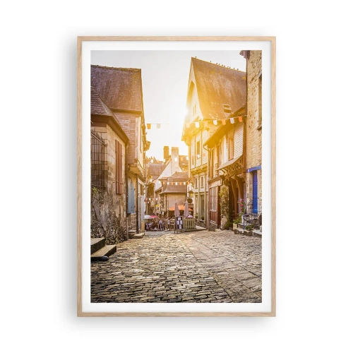 Plagát v ráme zo svetlého duba - Biely duch mestečka - 70x100 cm