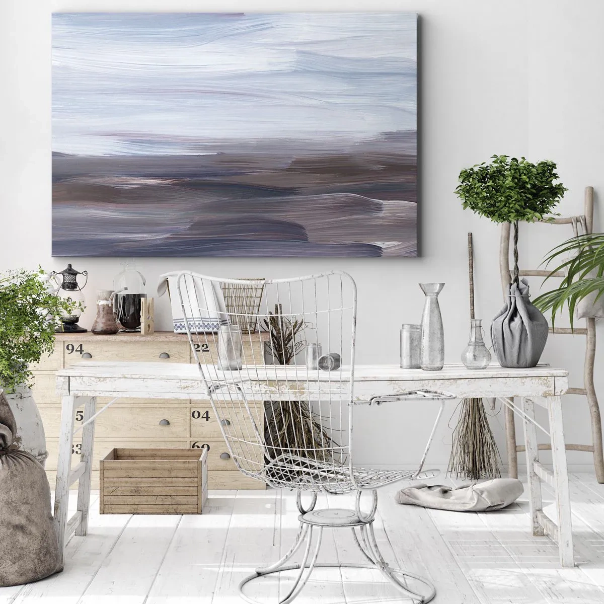 Obraz na plátne - Jemná abstrakcia s jemnými ťahmi v pastelových tónoch. - 70x50cm - Živly: voda - Moderná nástenná dekorácia do obývacej izby a spálne ARTTOR