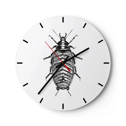 Nástenné hodiny - Grafika hmyzu v štýle rytiny na bielom pozadí - 30x30cm - Vzorový exemplár! - Moderná nástenná dekorácia do obývacej izby, kuchyne a spálne ARTTOR