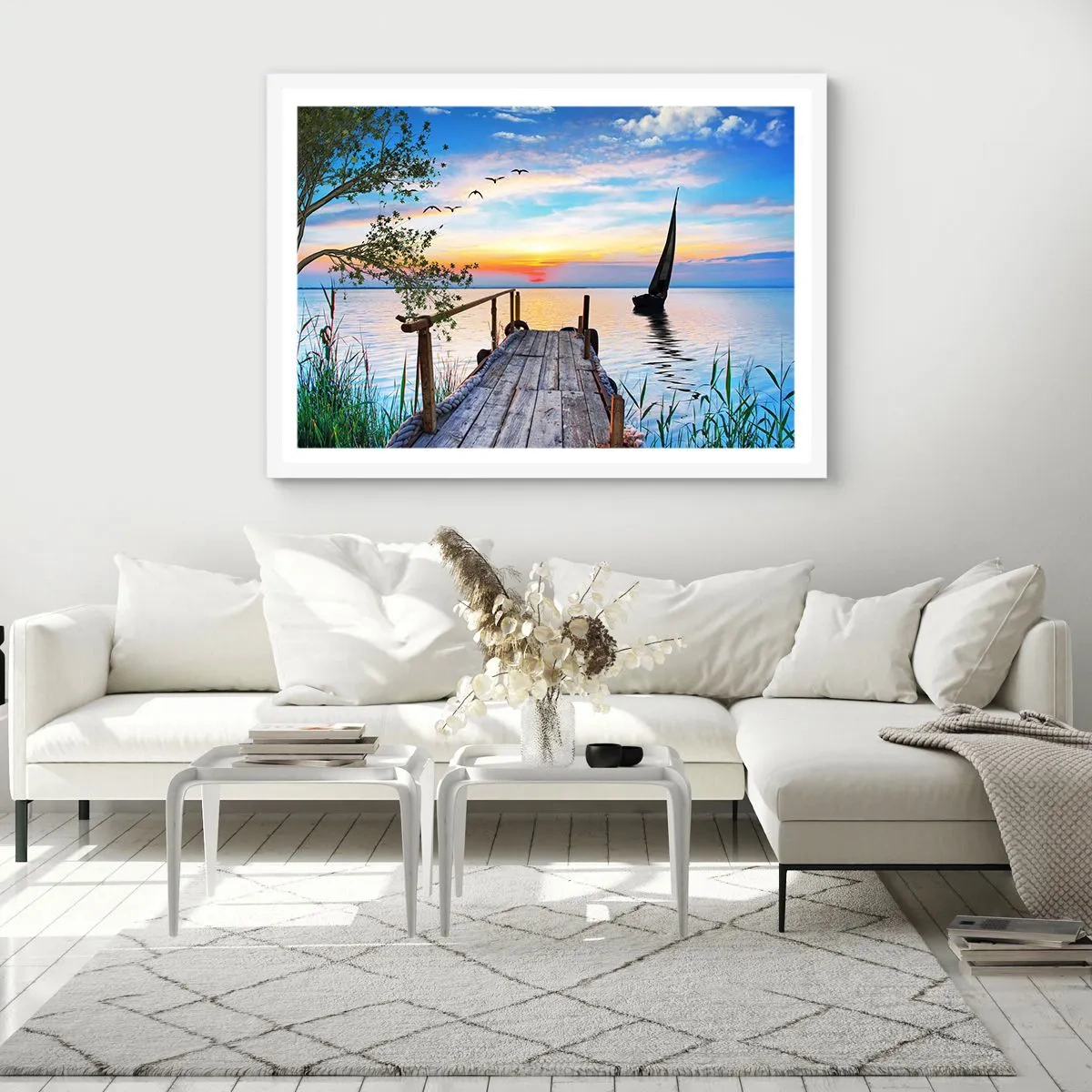 Plagát v bielom ráme - Dobrý večer - 100x70 cm