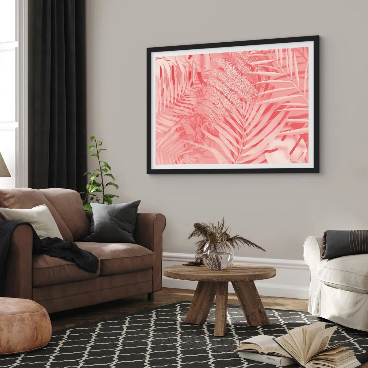 Plagát v čiernom ráme - Ružový koncept - 91x61 cm