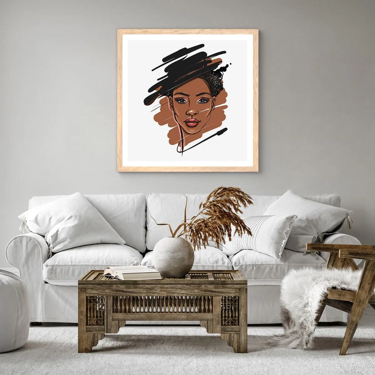 Plagát v ráme zo svetlého duba - Sladká ako čokoláda - 30x30 cm