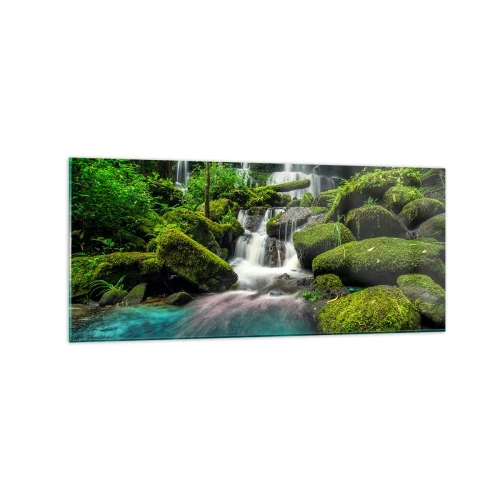 Obraz na skle - Tyrkys, zafíry a tekuté striebro - 120x50 cm