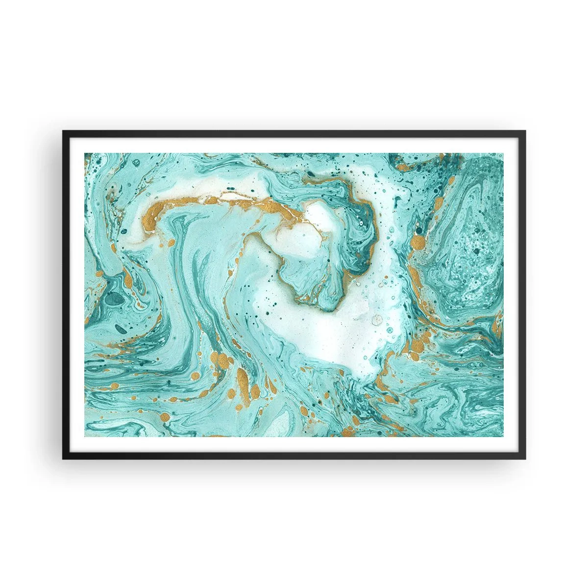 Plagát v čiernom ráme - Pod veľkou vlnou z epochy Edo - 100x70 cm