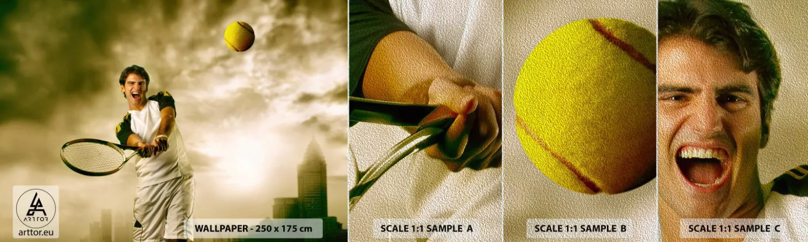 Vzorka fototapety Premium Sand - Energia a radosť - Šport, tenis, Tenista - 100x30 cm