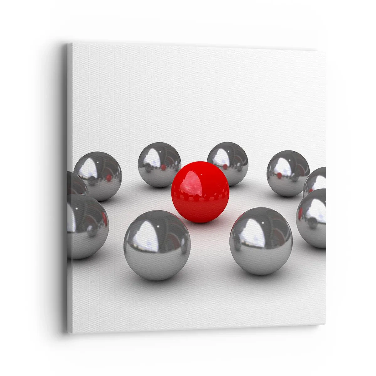 Obraz na plátne - Kruh v striebornej a červenej - 40x40 cm