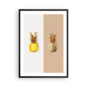 Plagát v čiernom ráme - Minimalistická kompozícia dvoch ananásov - 50x70cm - Ananás pre nás - Moderná nástenná dekorácia do obývacej izby a spálne ARTTOR