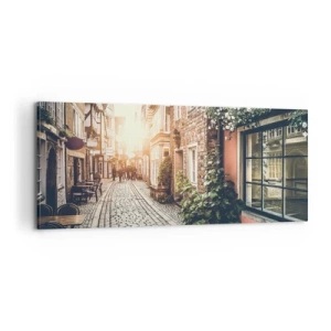Obraz na plátne - Ružová ulička v ružovej žiare - 100x40 cm