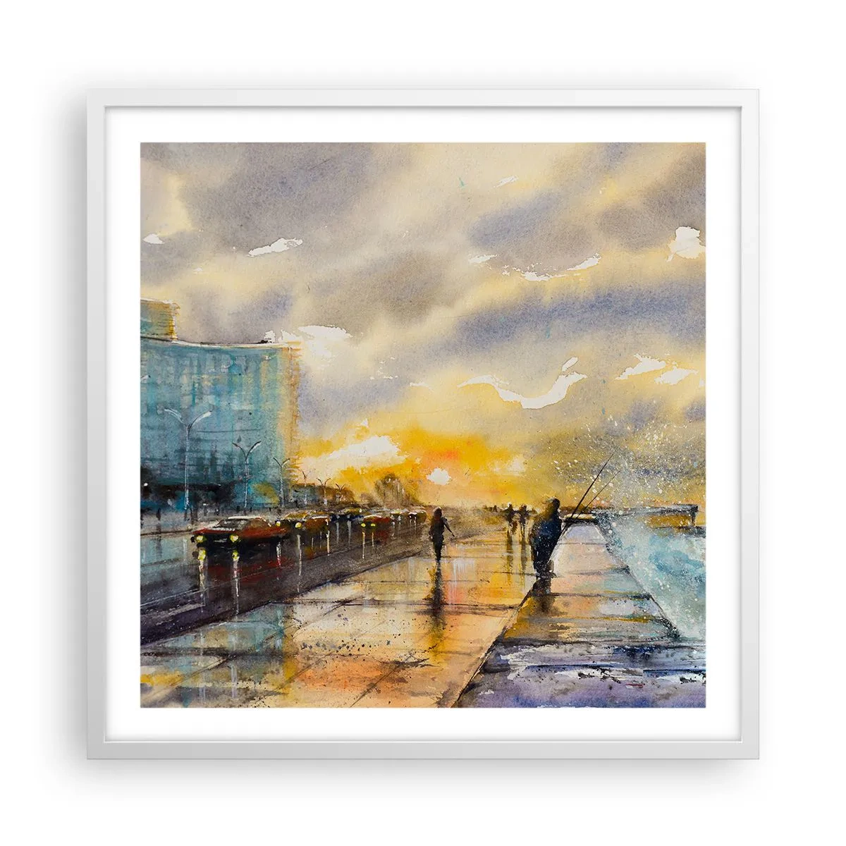 Plagát v bielom ráme - Život na pobreží - 60x60 cm