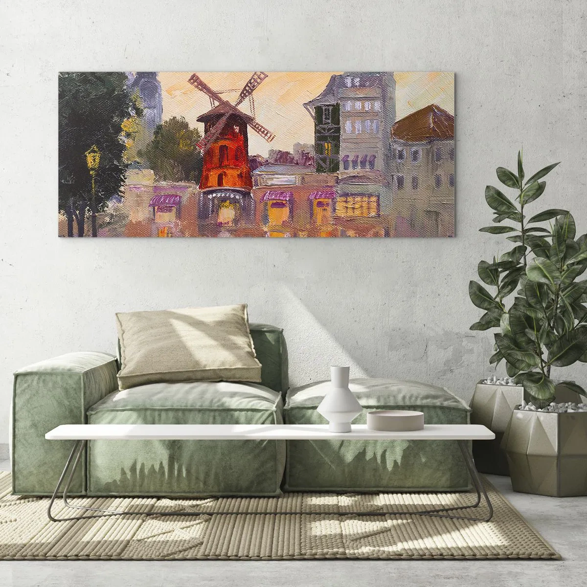 Obraz na skle - Parížske ikony – Moulin Rouge - 100x40 cm