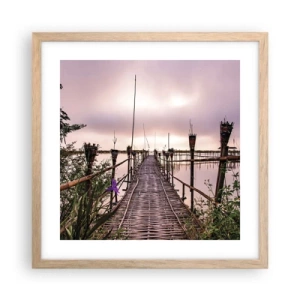 Plagát v ráme zo svetlého duba - Pokoj a pohoda Ázie - 40x40 cm