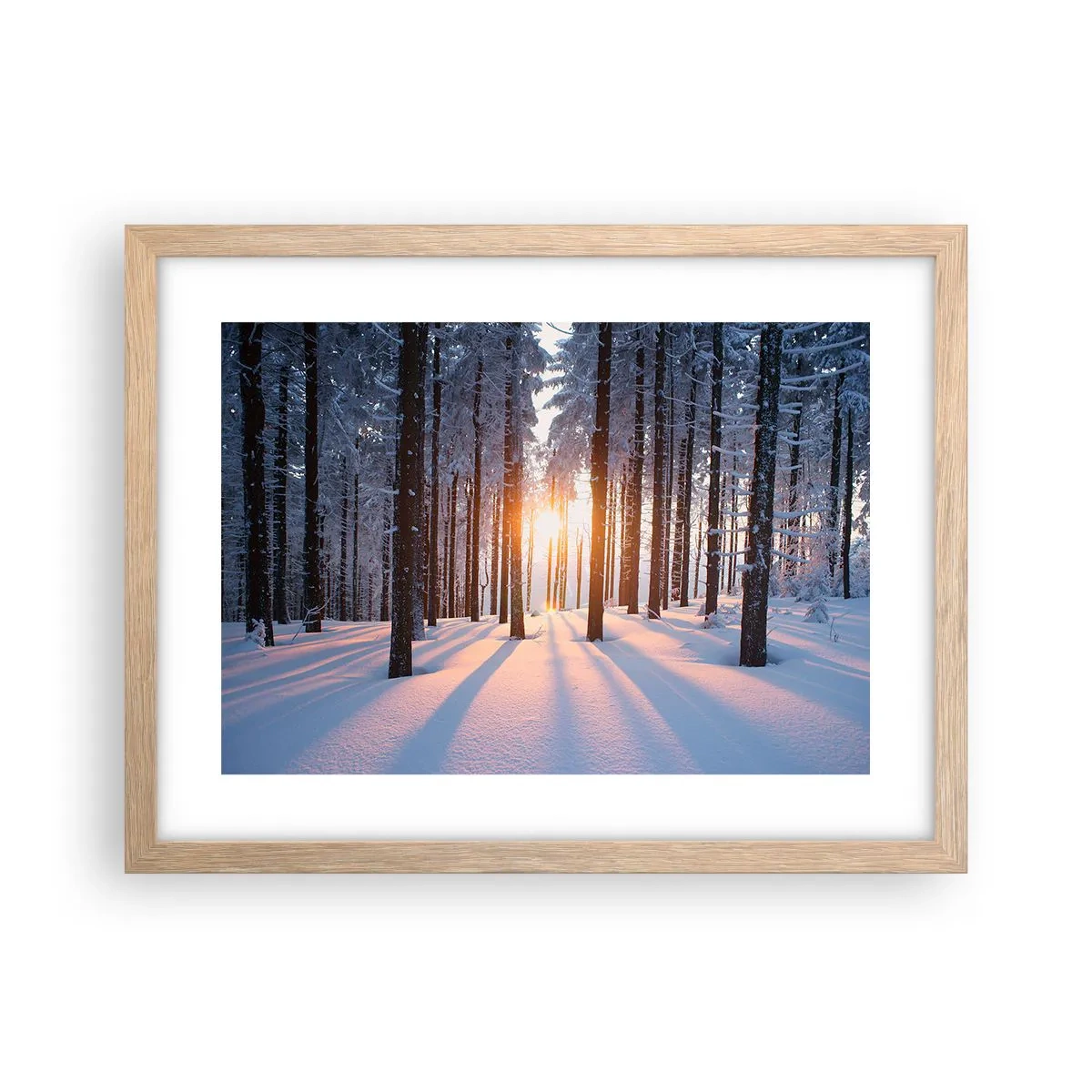 Plagát v ráme zo svetlého duba - Jasne čierne na bielom - 40x30 cm