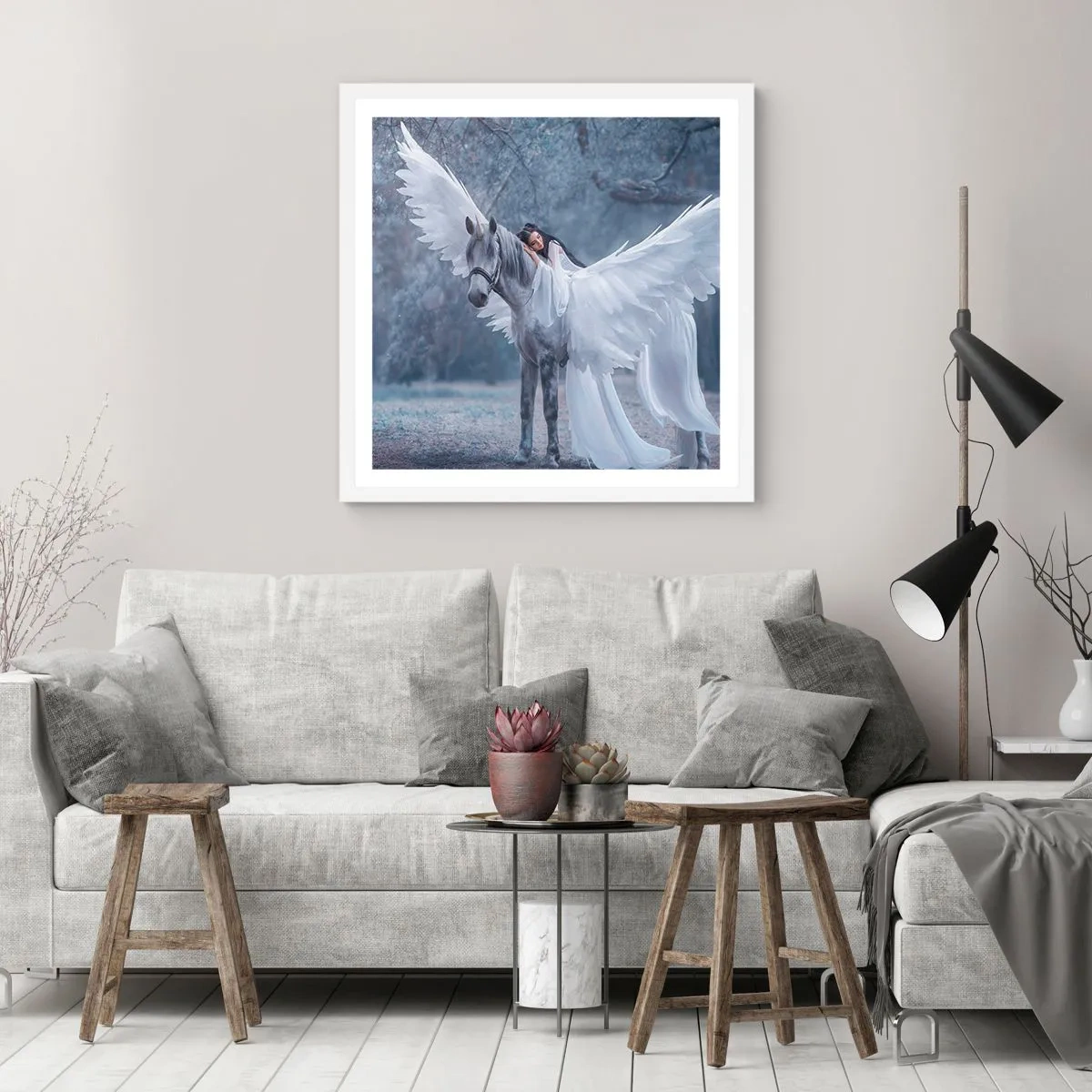 Plagát v bielom ráme - Nadšený okamih - 30x30 cm