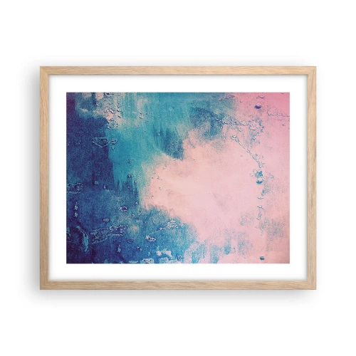 Plagát v ráme zo svetlého duba - Modré objatie - 50x40 cm