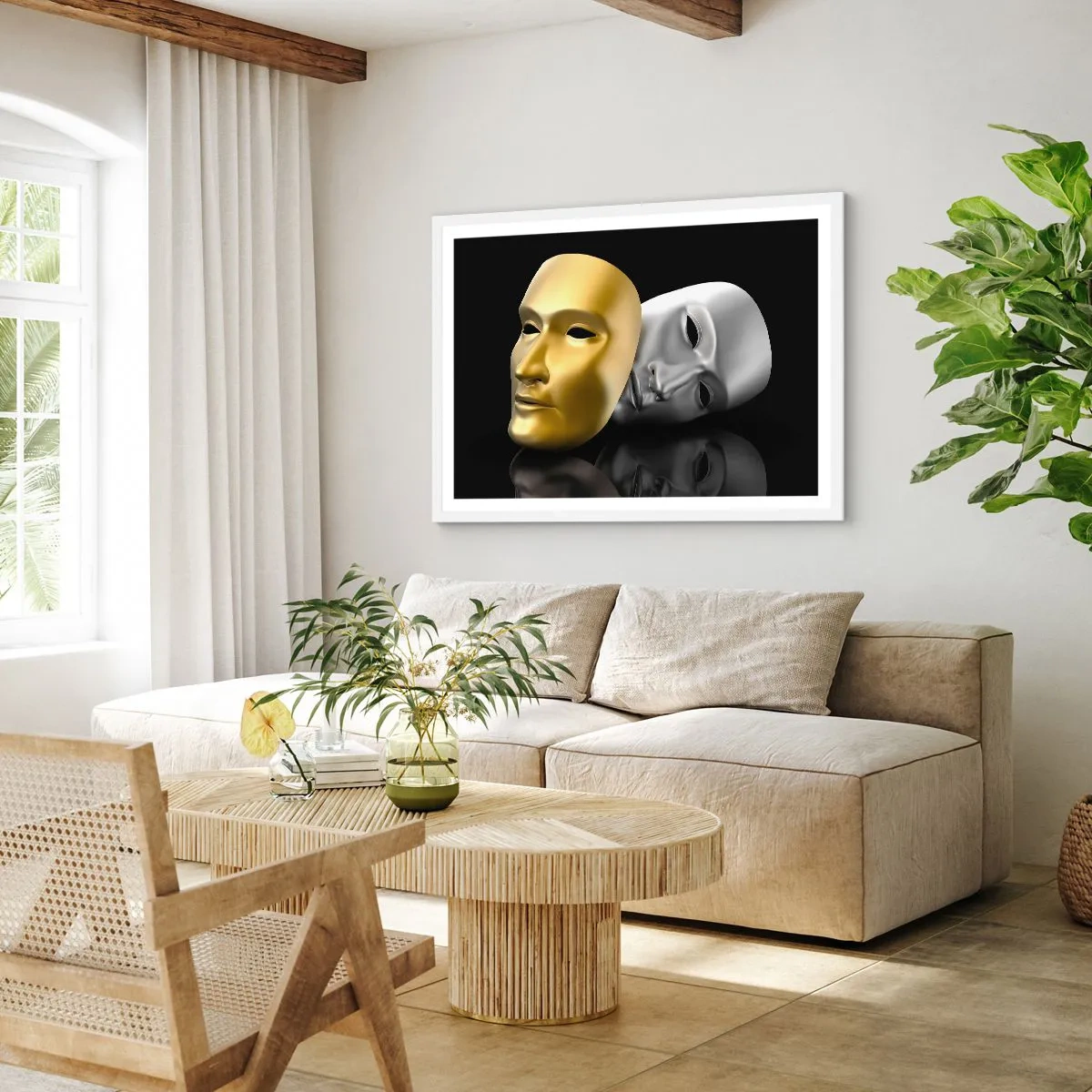 Plagát v bielom ráme - Život je divadlo - 91x61 cm