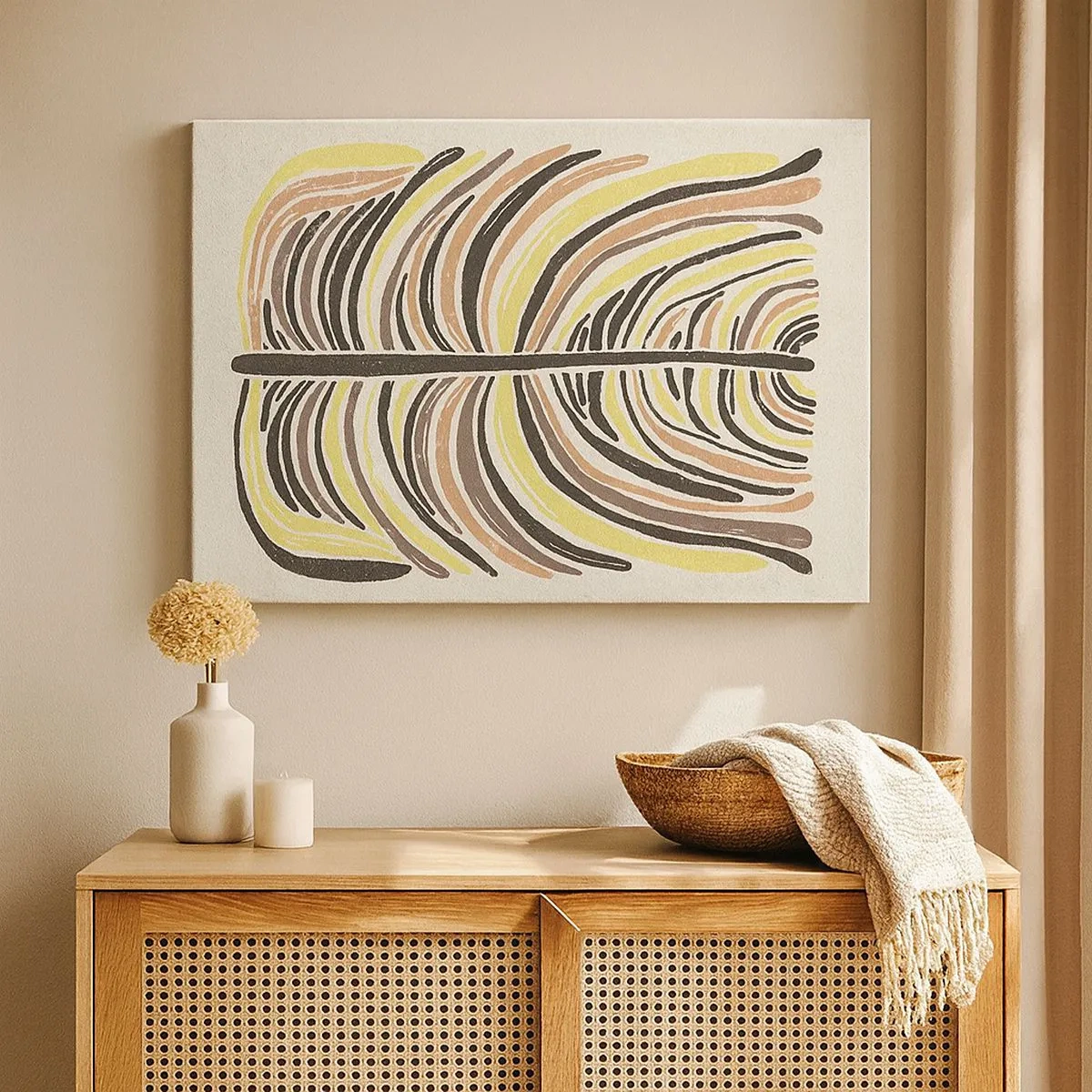 Obraz na plátne - Abstraktný motív listu v zemitých tónoch - 70x50cm - Abstrakcia plná života - Moderná nástenná dekorácia do obývacej izby a spálne ARTTOR