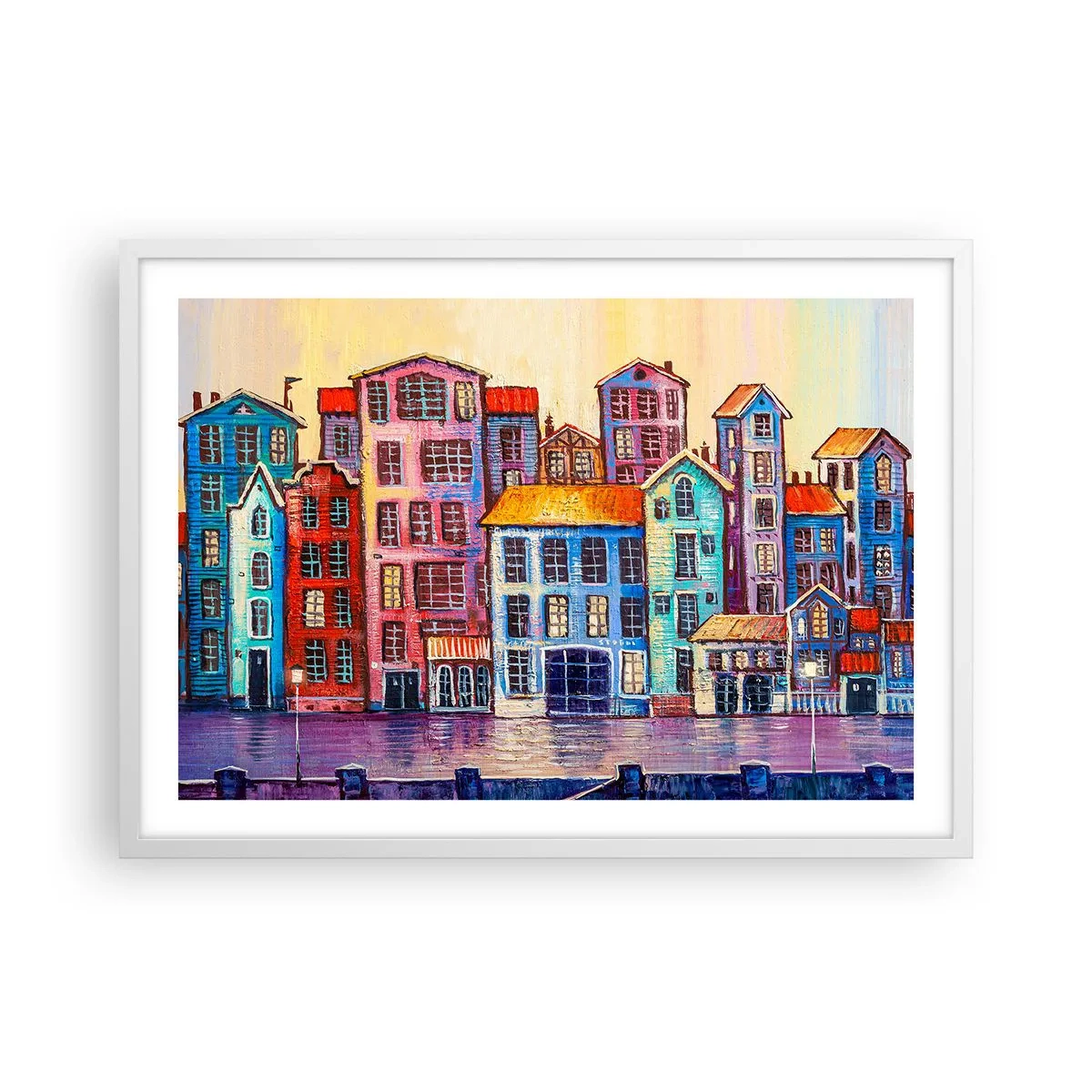 Plagát v bielom ráme - Mesto ako z rozprávky - 70x50 cm