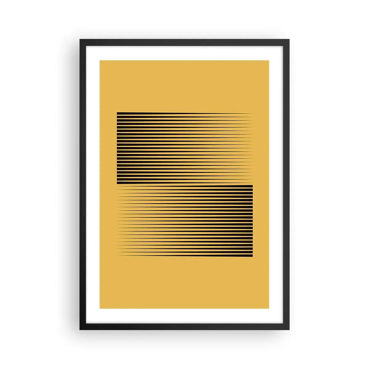 Plagát v čiernom ráme - Minimalistická kompozícia čiar na horčicovom pozadí. - 50x70cm - Štvorec protikladov - Moderná nástenná dekorácia do obývacej izby a spálne ARTTOR