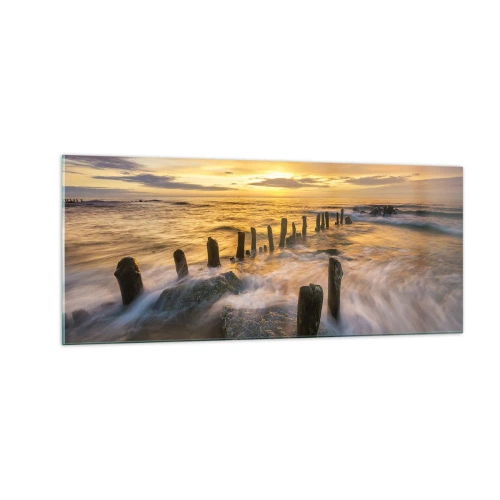 Obraz na skle - Drsná krása Baltského mora - 100x40 cm