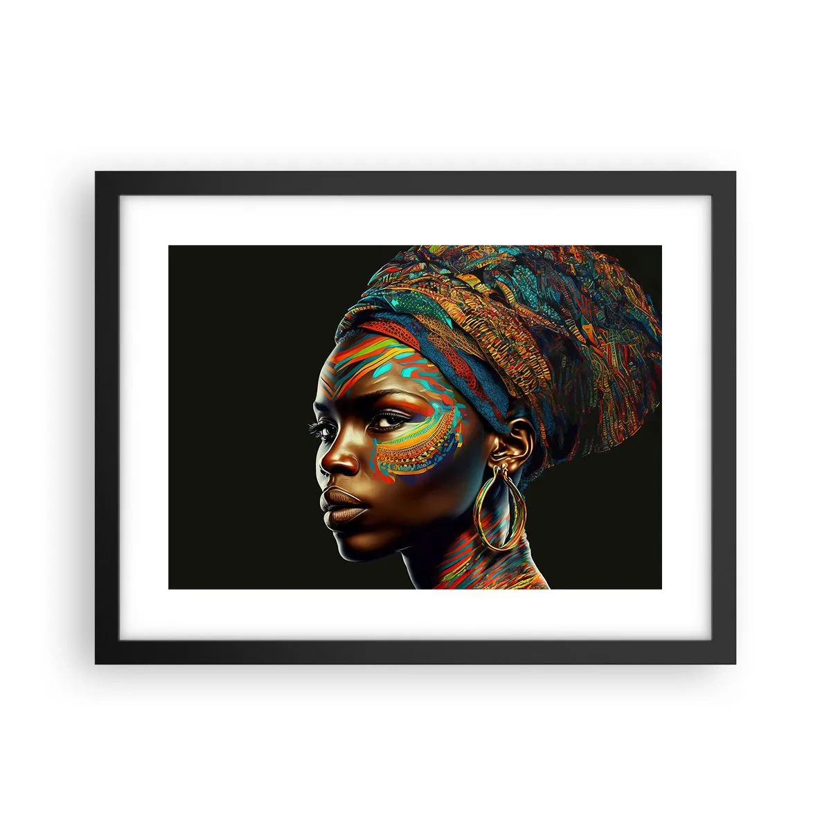Plagát v čiernom ráme - Africká kráľovná - 40x30 cm